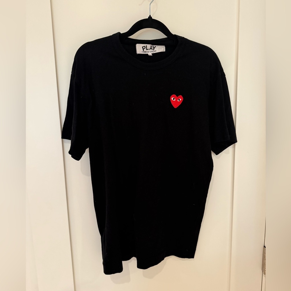 Comme des Garcons PLAY Black Tee with Red Heart
